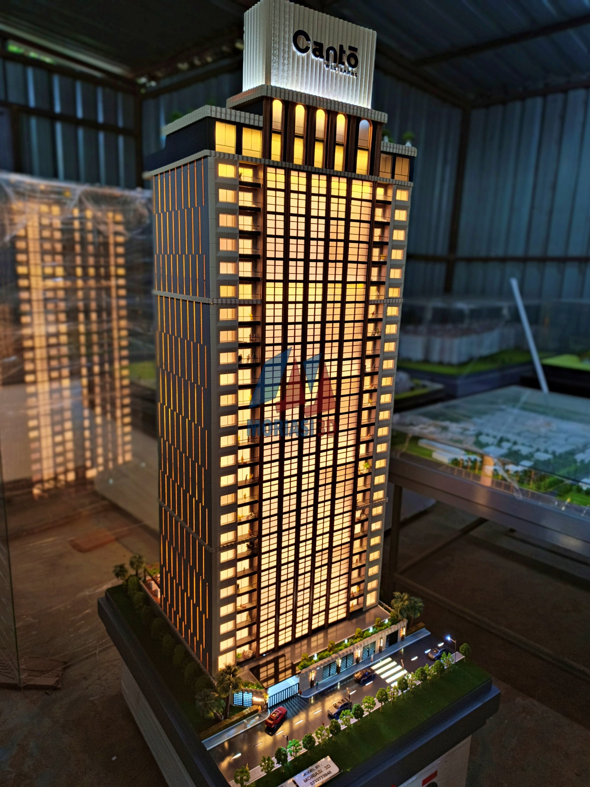High-rise residential complex architectural model