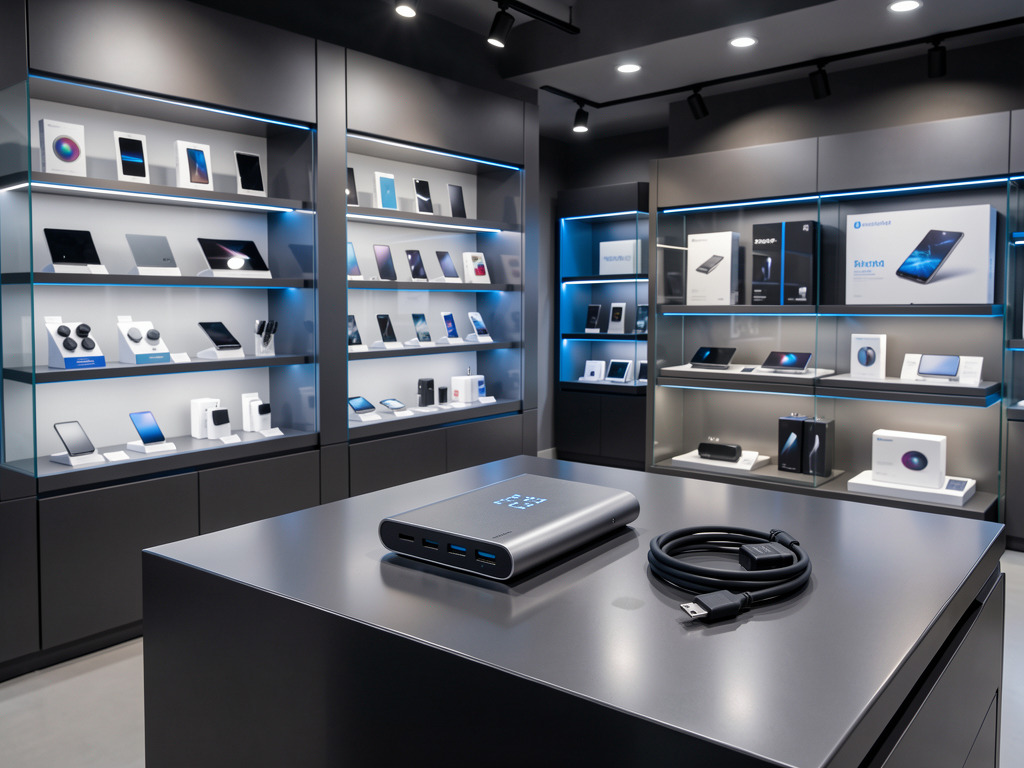 Inside powerbanks.africa retail store with organized product displays